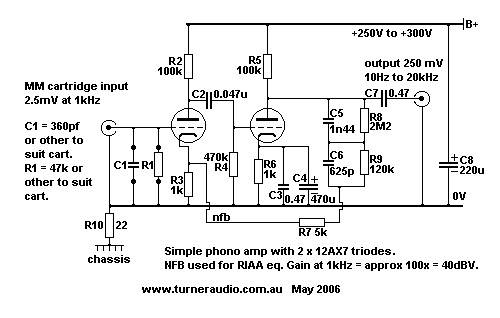 Schematic phono amp
        2 x 12ax7.