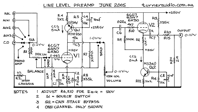 Schematic line
        preamp June 2005.